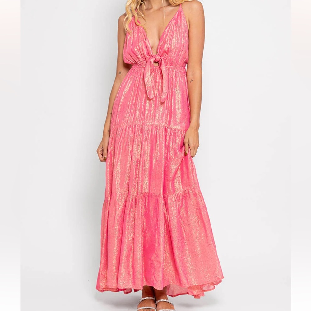 Metallic Pink Designer Sunset Summer Dress